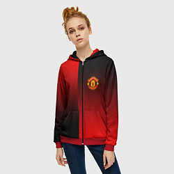 Толстовка на молнии женская Манчестер Юнайтед градиент спорт, цвет: 3D-красный — фото 2