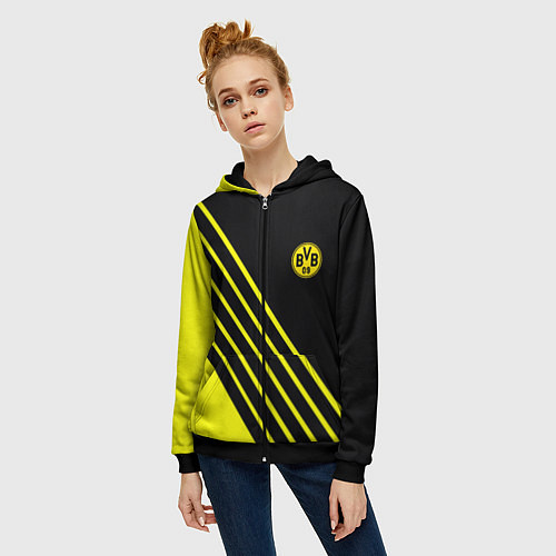 Женская толстовка на молнии Borussia sport line uniform / 3D-Черный – фото 3