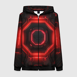 Толстовка на молнии женская Nvidia style black and red neon, цвет: 3D-черный