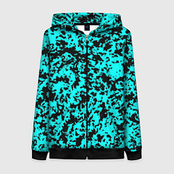 Женская толстовка на молнии Пятнистый яркий чёрно-голубой