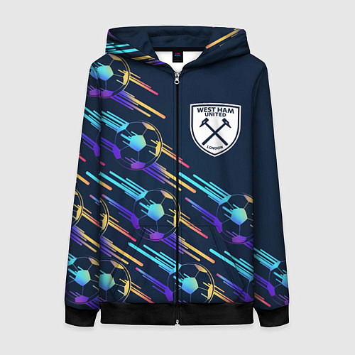 Женская толстовка на молнии West Ham градиентные мячи / 3D-Черный – фото 1