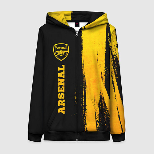 Женская толстовка на молнии Arsenal - gold gradient по-вертикали / 3D-Черный – фото 1