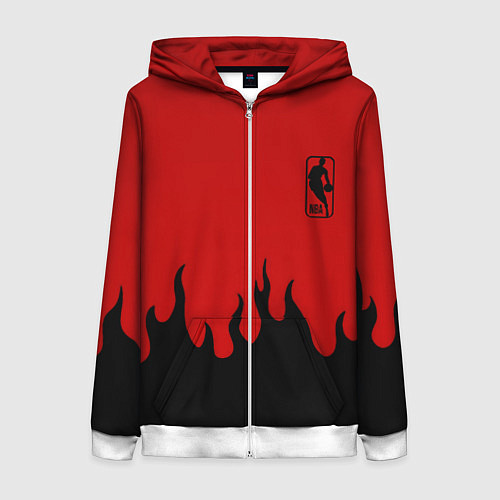 Женская толстовка на молнии NBA огонь спорт текстура / 3D-Белый – фото 1