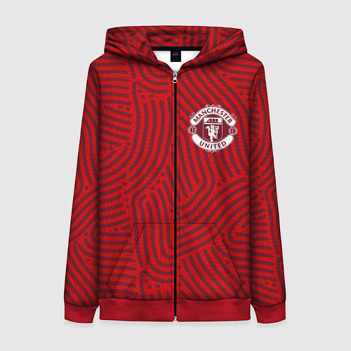 Женская толстовка на молнии Manchester United отпечатки / 3D-Красный – фото 1