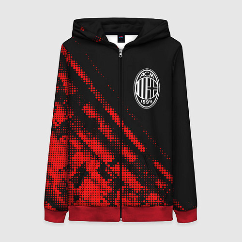 Женская толстовка на молнии AC Milan sport grunge / 3D-Красный – фото 1