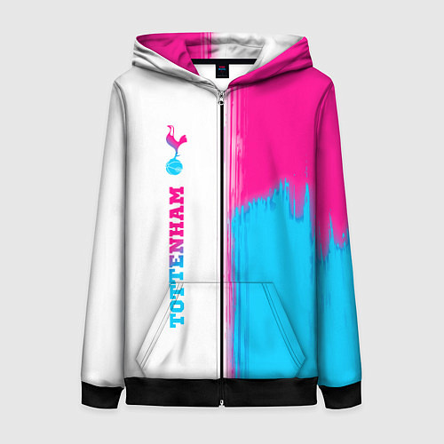 Женская толстовка на молнии Tottenham neon gradient style по-вертикали / 3D-Черный – фото 1