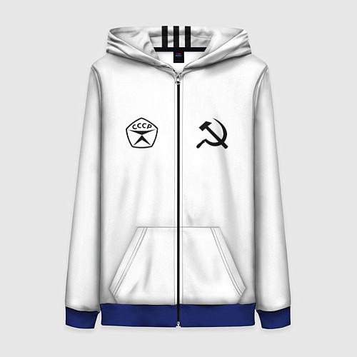 Женская толстовка на молнии СССР гост три полоски / 3D-Синий – фото 1