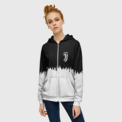 Толстовка на молнии женская Juventus белый огонь текстура, цвет: 3D-белый — фото 2
