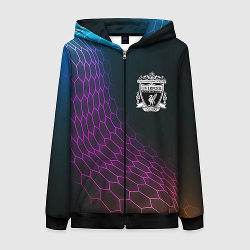 Женская толстовка на молнии Liverpool футбольная сетка / 3D-Черный – фото 1