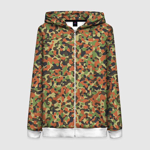 Женская толстовка на молнии Пятнистый камуфляжный паттерн / 3D-Белый – фото 1
