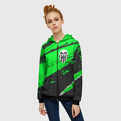 Толстовка на молнии женская Valencia sport green, цвет: 3D-черный — фото 2