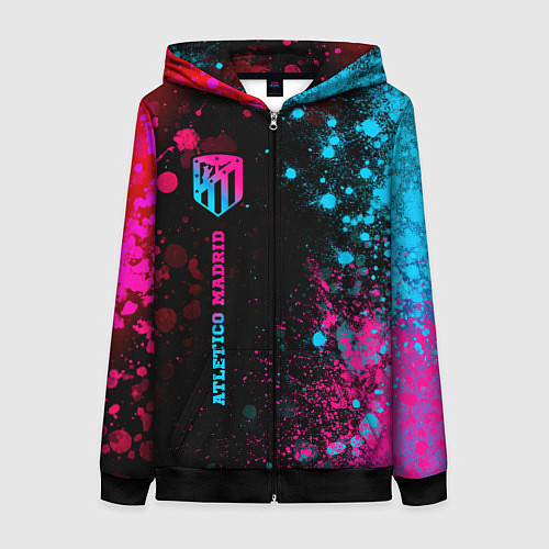 Женская толстовка на молнии Atletico Madrid - neon gradient по-вертикали / 3D-Черный – фото 1