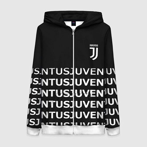 Женская толстовка на молнии Juventus pattern fc club steel / 3D-Белый – фото 1