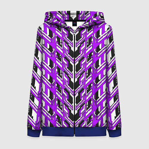 Женская толстовка на молнии Фиолетовая техно броня / 3D-Синий – фото 1