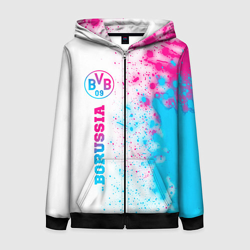 Женская толстовка на молнии Borussia neon gradient style по-вертикали / 3D-Черный – фото 1