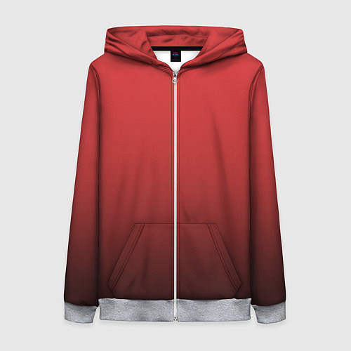 Женская толстовка на молнии Градиент клубнично-чёрный / 3D-Меланж – фото 1