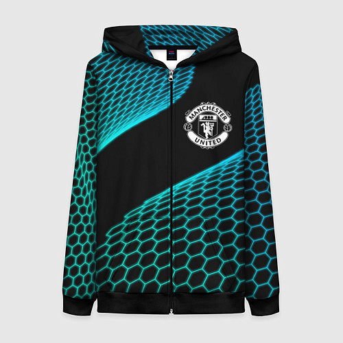 Женская толстовка на молнии Manchester United football net / 3D-Черный – фото 1