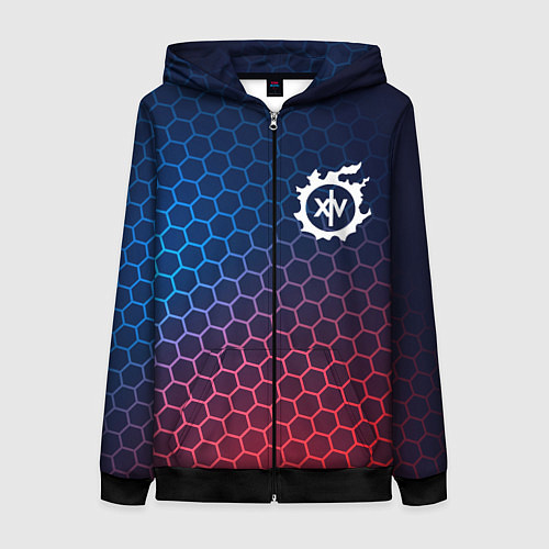 Женская толстовка на молнии Final Fantasy неоновые соты / 3D-Черный – фото 1