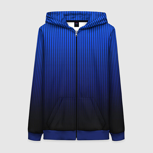 Женская толстовка на молнии Полосатый градиент сине-чёрный / 3D-Синий – фото 1