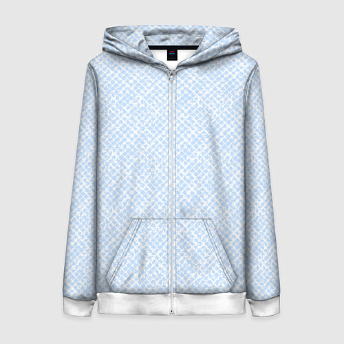 Женская толстовка на молнии Паттерн бело-голубой / 3D-Белый – фото 1