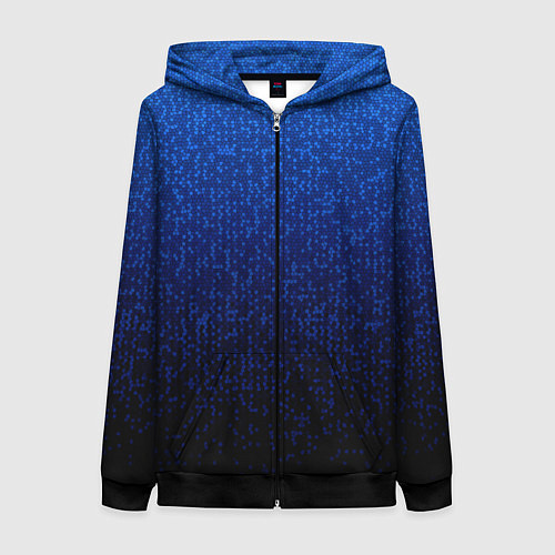 Женская толстовка на молнии Градиент мелкая мозаика сине-чёрный / 3D-Черный – фото 1