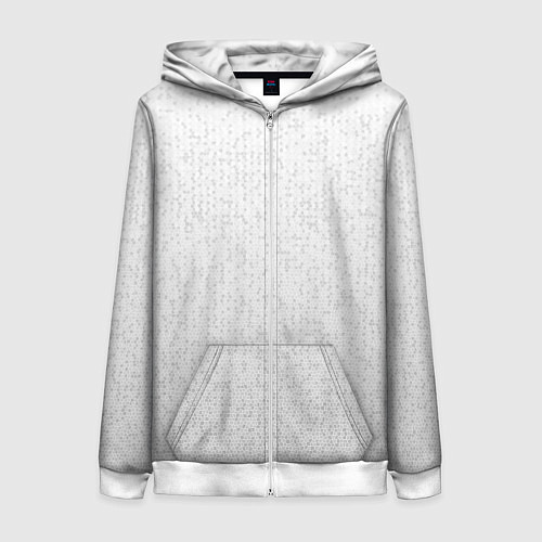 Женская толстовка на молнии Серо-белый паттерн мелкая мозаика / 3D-Белый – фото 1