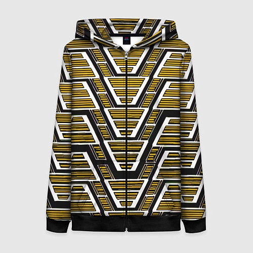 Женская толстовка на молнии Техно броня жёлтая / 3D-Черный – фото 1