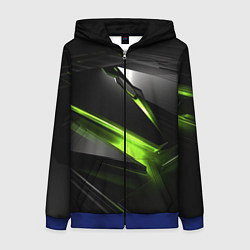 Женская толстовка на молнии Зеленая абстрактная конструкция в стиле nvidia