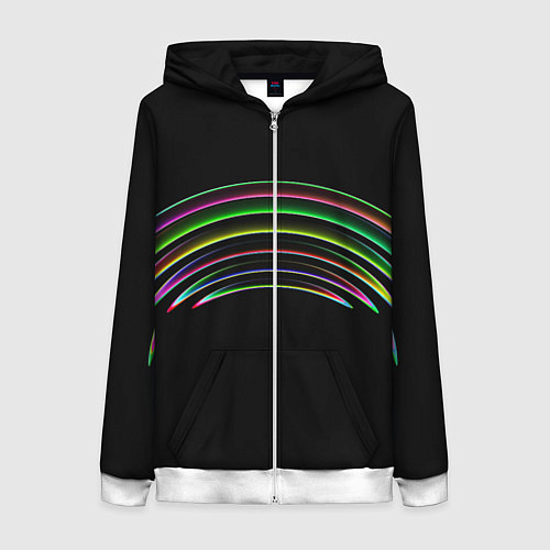Женская толстовка на молнии Радужные линии / 3D-Белый – фото 1