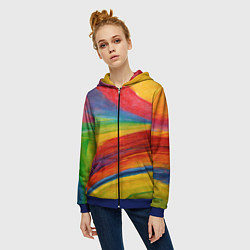 Толстовка на молнии женская Рисунок масляной пастелью, цвет: 3D-синий — фото 2