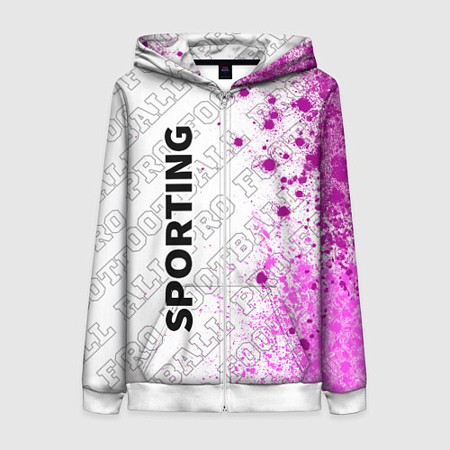 Женская толстовка на молнии Sporting pro football по-вертикали / 3D-Белый – фото 1