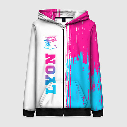 Женская толстовка на молнии Lyon neon gradient style по-вертикали / 3D-Черный – фото 1