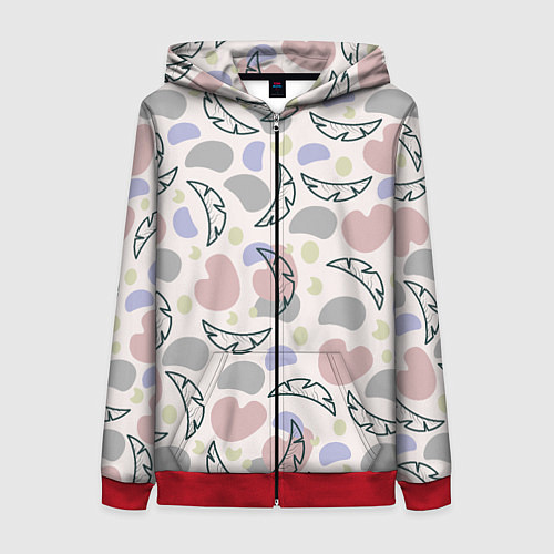 Женская толстовка на молнии Пятна и листья / 3D-Красный – фото 1