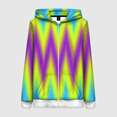 Женская толстовка на молнии Неоновые зигзаги / 3D-Белый – фото 1