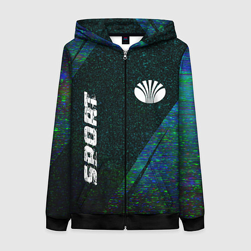 Женская толстовка на молнии Daewoo sport glitch blue / 3D-Черный – фото 1