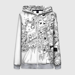 Толстовка на молнии женская Дудлы с хамелеоном, цвет: 3D-меланж