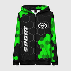 Толстовка на молнии женская Toyota green sport hexagon, цвет: 3D-черный