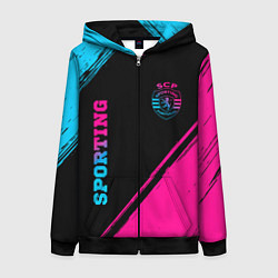 Женская толстовка на молнии Sporting - neon gradient вертикально