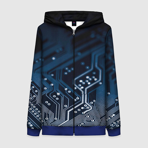 Женская толстовка на молнии Дорожки платы / 3D-Синий – фото 1