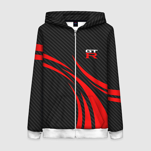 Женская толстовка на молнии GTR Nissan - Carbon and red / 3D-Белый – фото 1