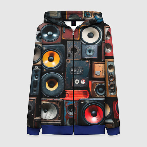 Женская толстовка на молнии Audio speaker / 3D-Синий – фото 1