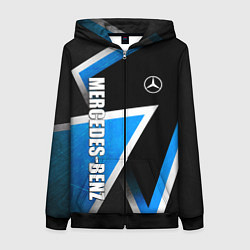 Женская толстовка на молнии Mercedes - blue metal