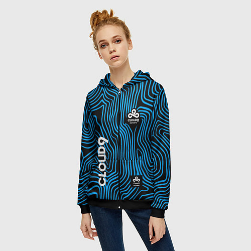 Женская толстовка на молнии Cloud9 - weather pattern / 3D-Черный – фото 3