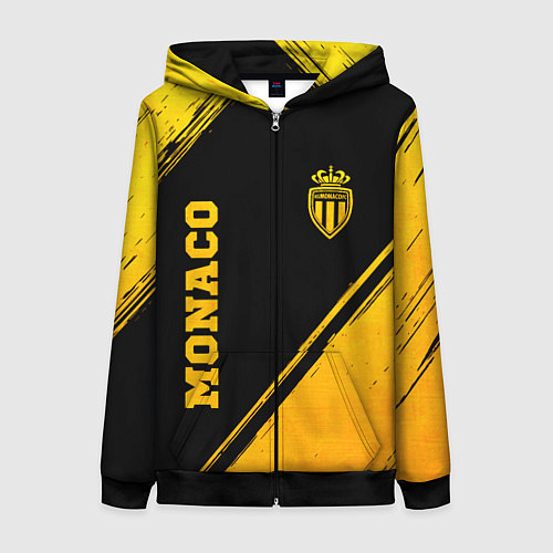 Женская толстовка на молнии Monaco - gold gradient вертикально / 3D-Черный – фото 1