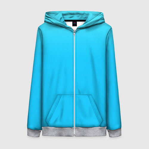 Женская толстовка на молнии Мягкий градиент ярко-голубой / 3D-Меланж – фото 1