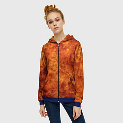 Толстовка на молнии женская Пламя 8бит текстура, цвет: 3D-синий — фото 2