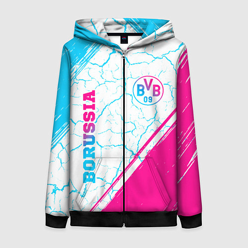 Женская толстовка на молнии Borussia neon gradient style вертикально / 3D-Черный – фото 1