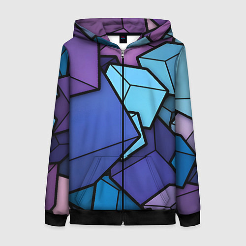 Женская толстовка на молнии Куб / 3D-Черный – фото 1
