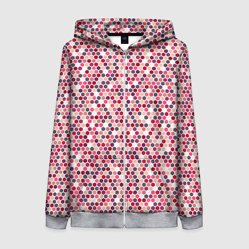Женская толстовка на молнии Паттерн соты розовый / 3D-Меланж – фото 1