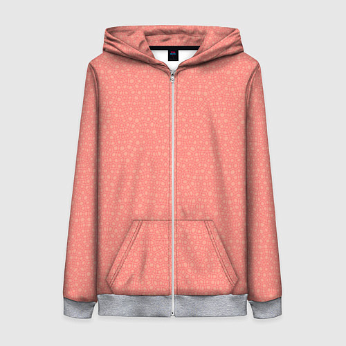 Женская толстовка на молнии Паттерн мозаика тёмно-персиковый / 3D-Меланж – фото 1